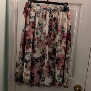 Mikarose Floral Midi Skirt in Pink and Black